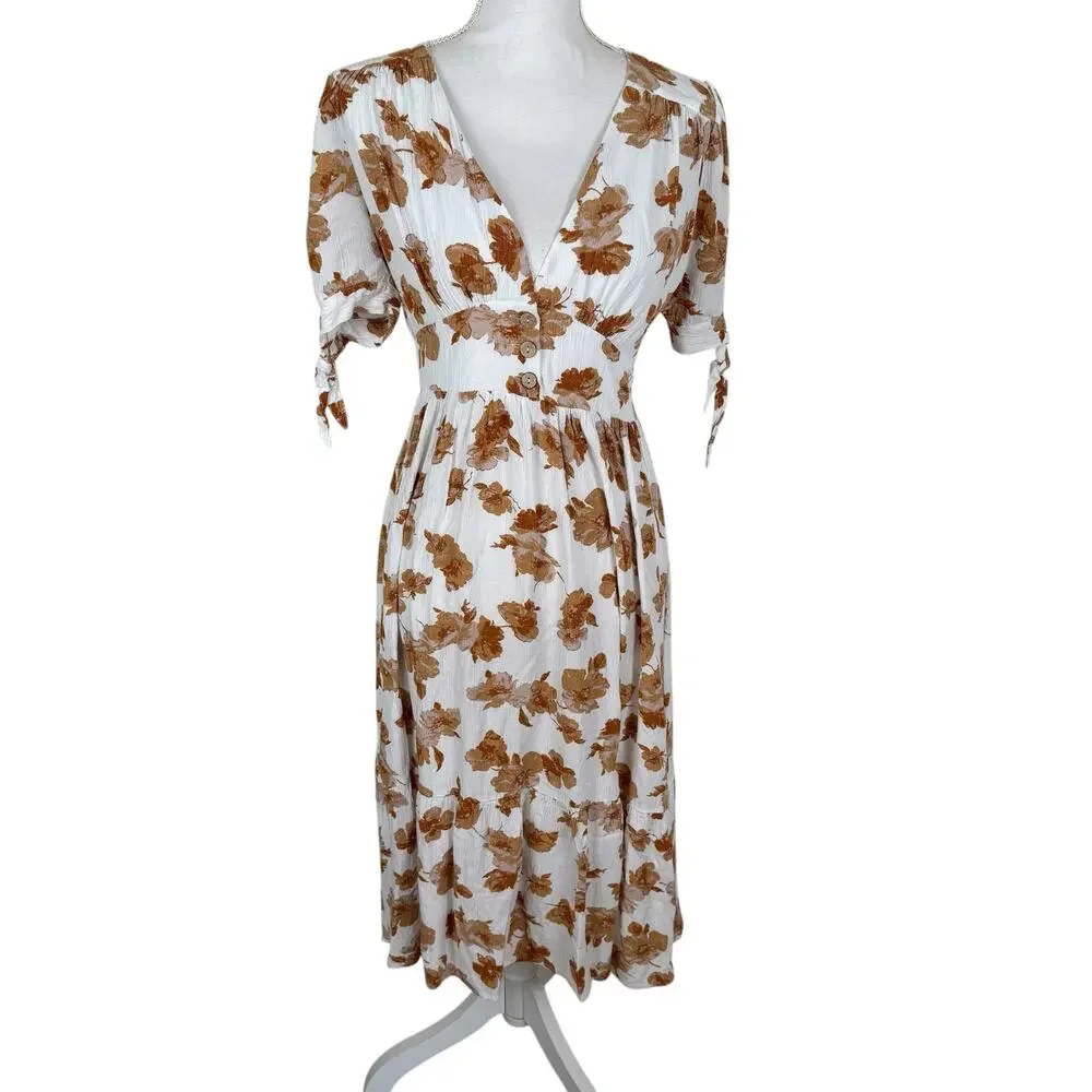 Altar'd State Floral Stacie Dress Size Medium Midi Boho Western Ranch Romantic - Picture 1 of 11